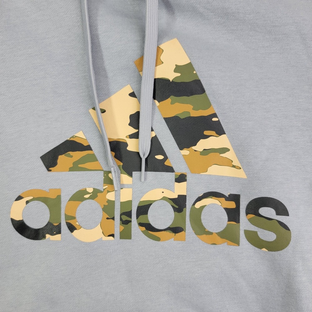 Adidas Hoodie Mens XL Gray Camouflage Pullover Casual Gym Workout  Logo active - Picture 2 of 11